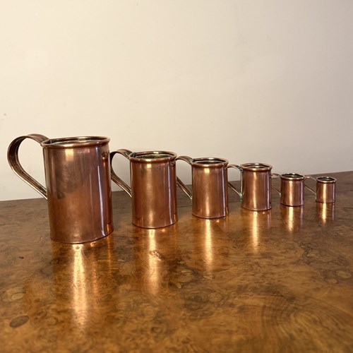 Fantastic Quality Set Of Six Antique Victorian Copper Measures 