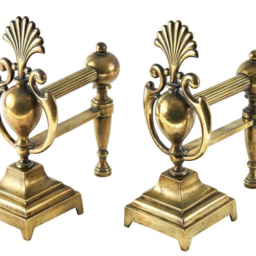 Pair Of Quality Antique Victorian Brass Firedogs
