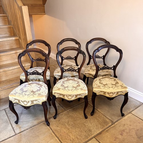 Quality Set Of Six Antique Victorian Rosewood Dining Chairs 