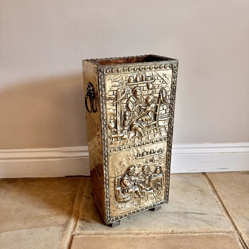 Unusual Quality Antique Edwardian Ornate Brass Stick Stand 