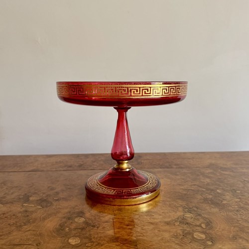 Fine Quality Antique 19Th Century Ruby Glass Gilded Tazza