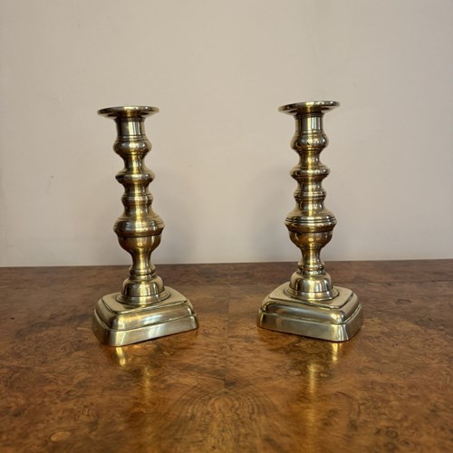 Pair Of Quality Antique Victorian Brass Candlesticks