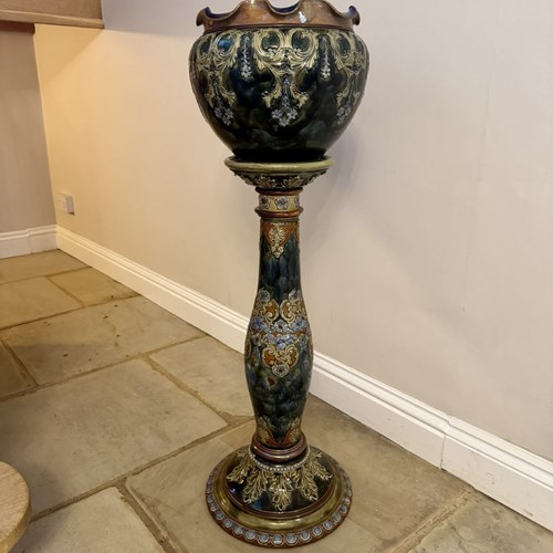 Superb Quality Art Nouveau Royal Doulton Stoneware Jardiniere And Stand 