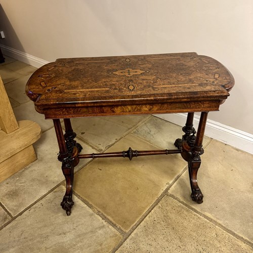 Fantastic Quality Antique Victorian Burr Walnut Marquetry Inlaid Card Table 