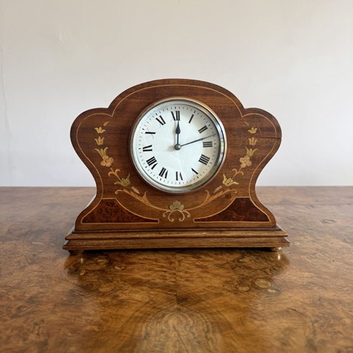 Quality Antique Edwardian Mahogany Inlaid Mantle Clock