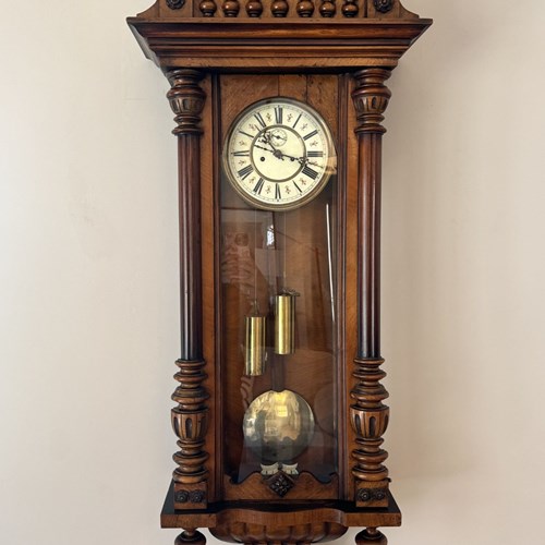Fine Quality Antique Victorian Walnut Double Weight Vienna Wall Clock