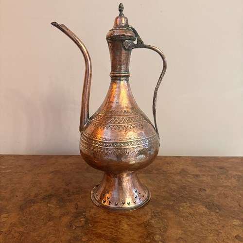 Quality 19Th Century Antique Middle Eastern Copper Coffee Pot 