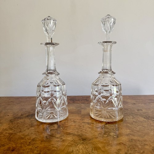 Pretty Pair Of Antique Edwardian Decanters