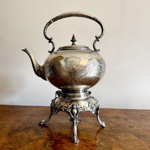 Fantastic Quality Antique Edwardian Silver Plated Spirit Kettle On A Stand