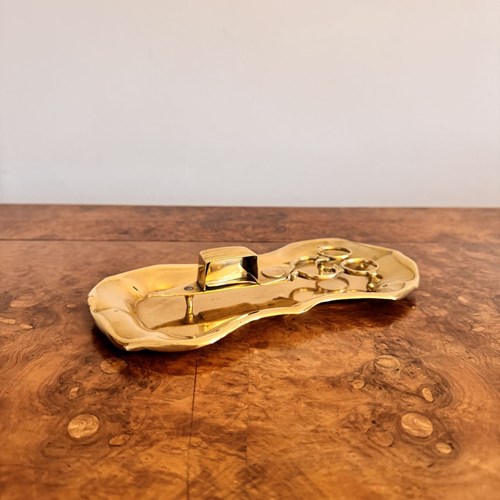 Pair Of Antique Edwardian Brass Candle Snuffers & Tray 