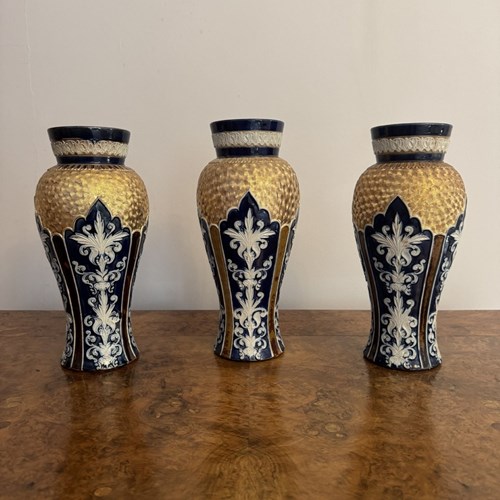Fantastic Quality Garniture Of Antique Royal Doulton Vases 