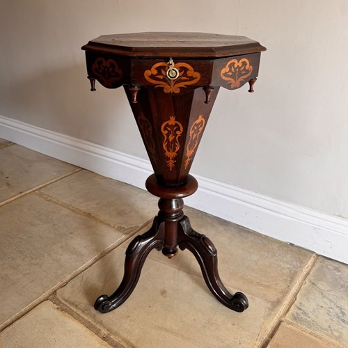 Fantastic Quality Antique Victorian Rosewood Marquetry Inlaid Trumpet Work Table