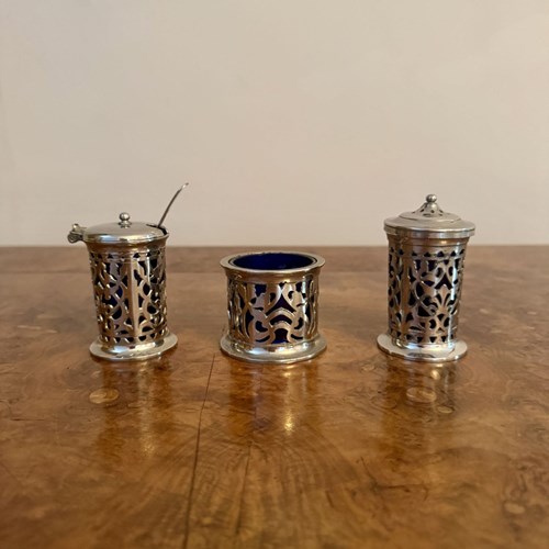 Pretty Antique Edwardian Cruet Set 