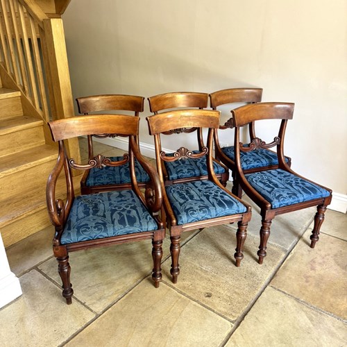 Quality Set Of Six Antique Regency Mahogany Dining Chairs 