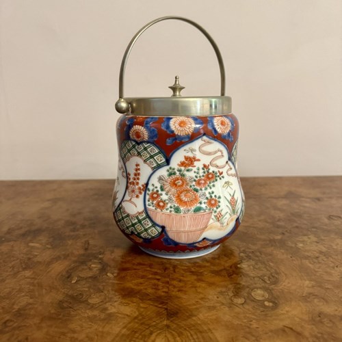 Unusual Antique Japanese Imari Biscuit Barrel 