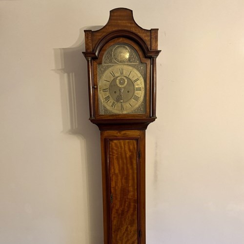 Quality Antique George III Mahogany And Brass Arched Face Long Case Clock 