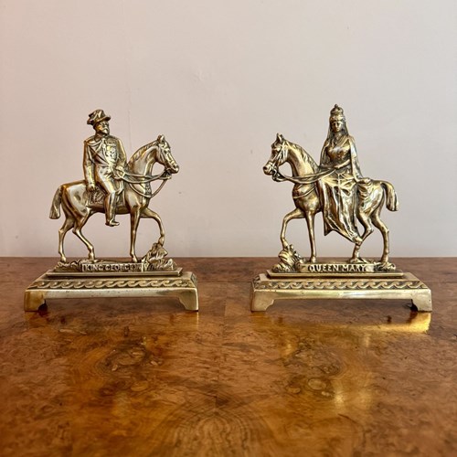 Fine Quality Pair Of Antique Brass Doorstops 