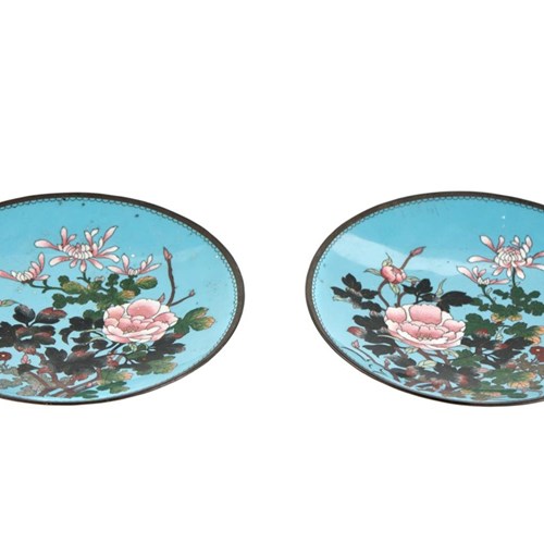 Superb Quality Pair Of Antique Japanese Cloisonné Plates