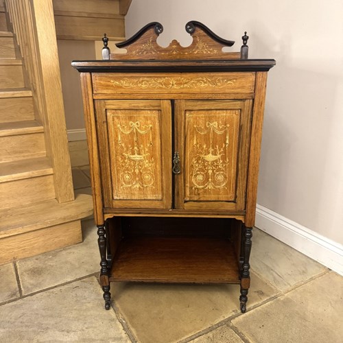 Pretty Antique Edwardian Mahogany Inlaid Music Cabinet 
