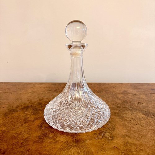 Antique Edwardian Quality Cut Glass Ships Decanter 