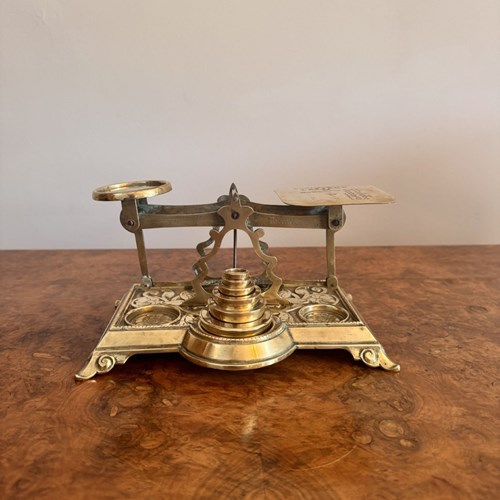 Stunning Pair Of Quality Antique Edwardian Brass Postal Scales 