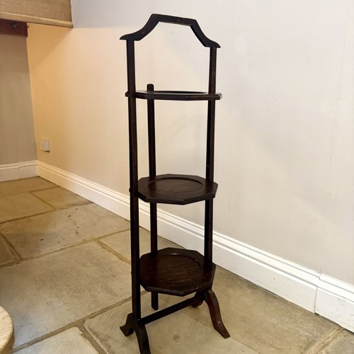 Antique Edwardian Quality Oak Folding Cake Stand