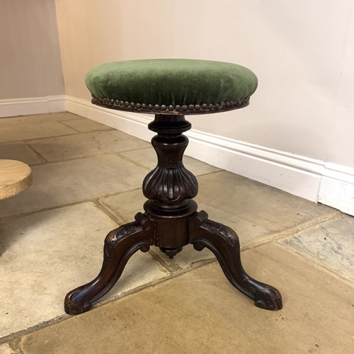 Wonderful Quality Antique Victorian Carved Walnut Revolving Stool