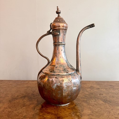 Quality 19Th Century Antique Middle Eastern Copper Coffee Pot 
