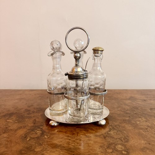Lovely Quality Antique Edwardian Silver Plate Cruet Set 