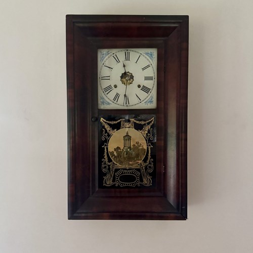 Quality 19Th Century Mahogany American Wall Clock 