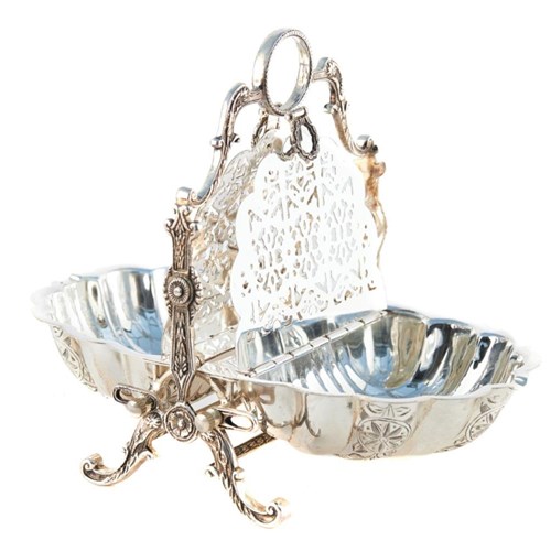 Antique Silver Plated Folding Shell Biscuit Box