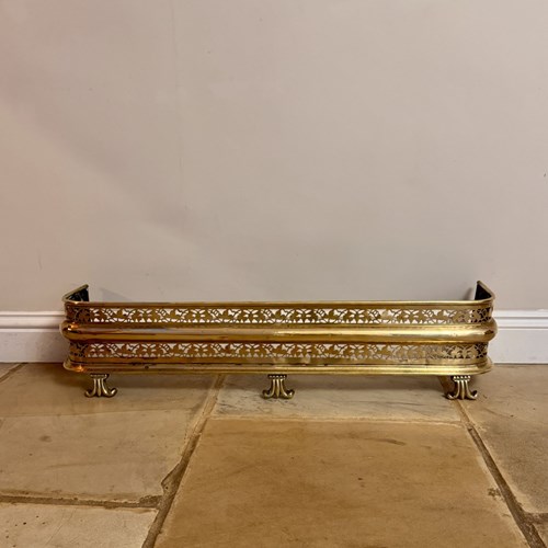 Quality Antique Edwardian Brass Fire Fender 