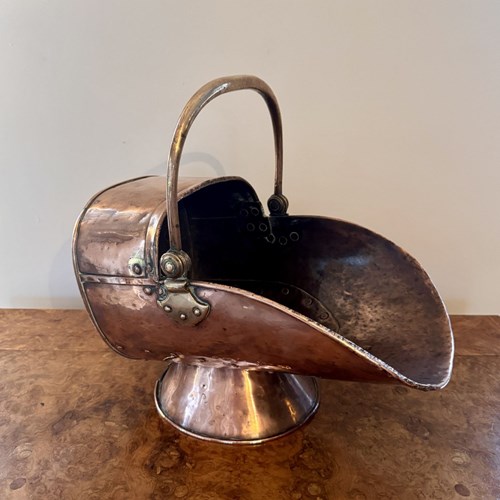Quality Antique Victorian Copper Coal Scuttle
