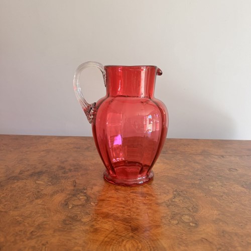 Pretty Antique Victorian Cranberry Glass Jug