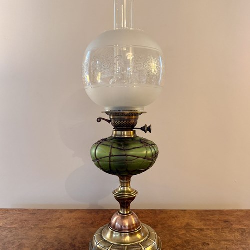 Wonderful Quality Antique Victorian Copper & Brass Oil Lamp