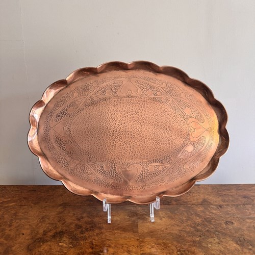 Quality Antique Art Nouveau Copper Tray 