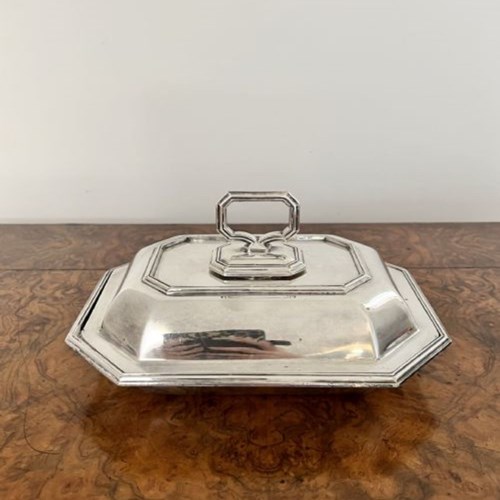 Lovely Quality Antique Edwardian Silver Plated Rectangular Entree Dish 