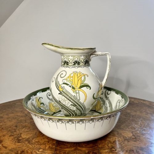 Lovely Antique Edwardian Royal Dolton Jug And Bowl Set 