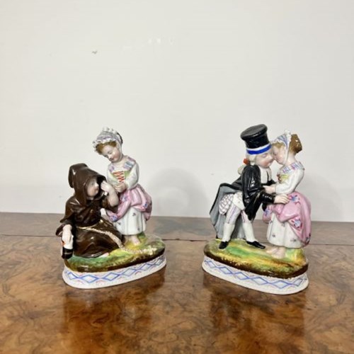 Pair Of Antique Victorian Continental Quality Porcelain Figures 