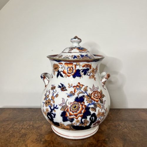 Unusual Large Antique Japanese Imari Lidded Vase 