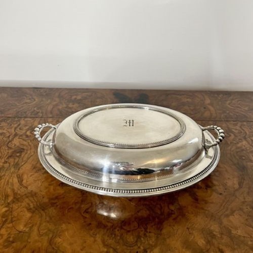Antique Edwardian Silver Plated Oval Entree Dish 