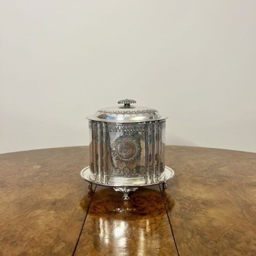 Stunning Antique Victorian Silver Plated Biscuit Barrel 