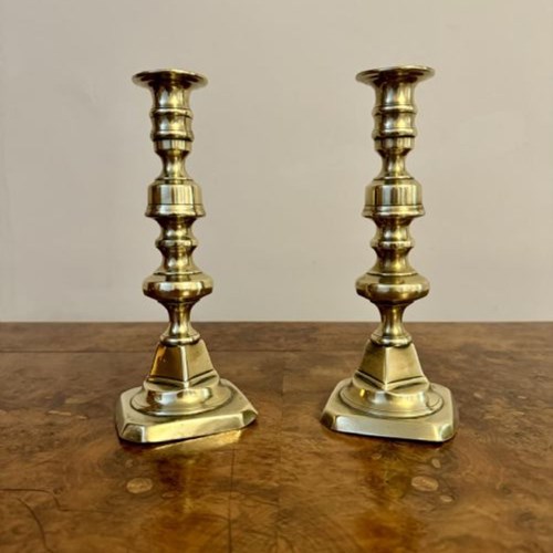 Quality Antique Victorian Brass Candlesticks 