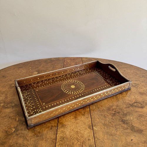 Fine Quality Antique Brass Inlaid Tray 