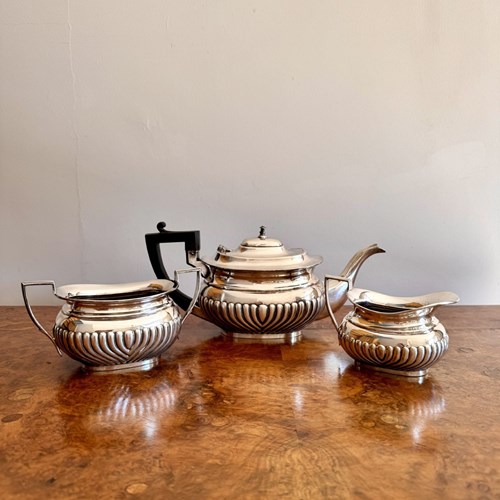 Antique Edwardian Silver Plate Three Piece Tea Set 