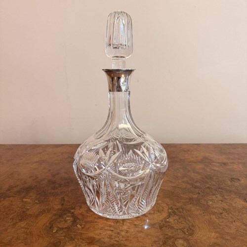 Quality Antique Silver Collar Decanter 