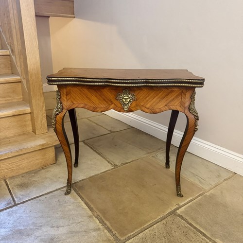 Quality 19Th Century French Kingwood And Cross Banded Card Table 