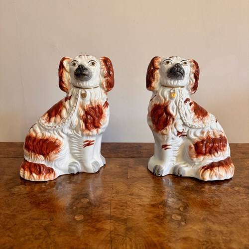 Wonderful Pair Of Antique Victorian Staffordshire Dogs