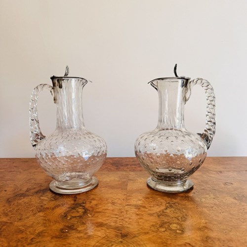 Stunning Quality Pair Of Antique 19Th Century Claret Jugs 