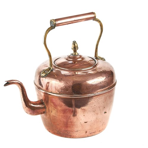 Large Antique Copper & Brass Kettle